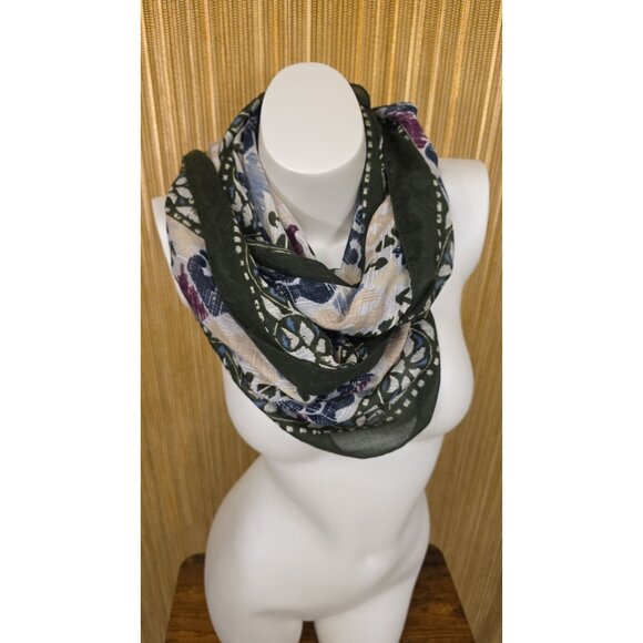 J. Jill Floral Pattern Polyester Scarf Fall Colors Lightweat Infinity Scarf Wrap - Picture 1 of 5